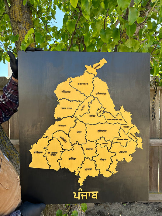 3D Handcrafted Wooden Map of Punjab